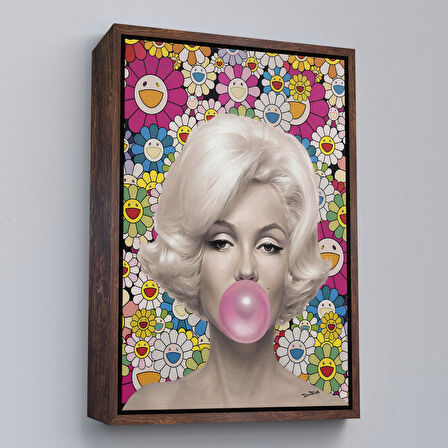Altın Çerçeveli Marilyn Monroe Pembe Balon Duvar Tablosu