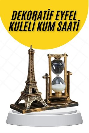 Dekoratif Eyfel Kulesi ve Kum Saati Vintage Tarzı Masa Süsü Biblo