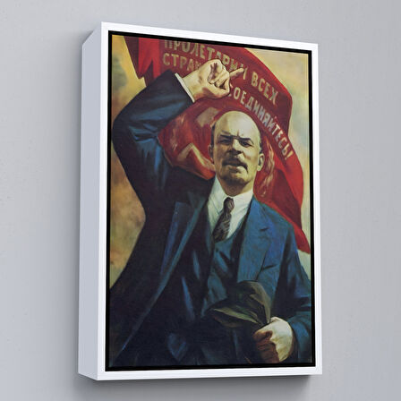 Beyaz Çerçeveli Vladimir Ilyic Lenin Dekoratif Duvar Tablosu