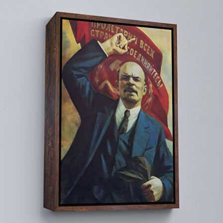 Beyaz Çerçeveli Vladimir Ilyic Lenin Dekoratif Duvar Tablosu