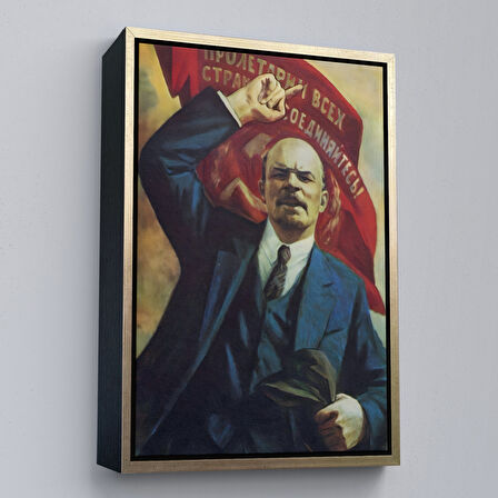 Beyaz Çerçeveli Vladimir Ilyic Lenin Dekoratif Duvar Tablosu