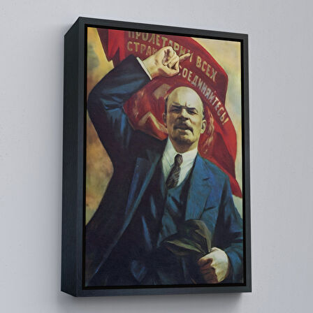 Beyaz Çerçeveli Vladimir Ilyic Lenin Dekoratif Duvar Tablosu