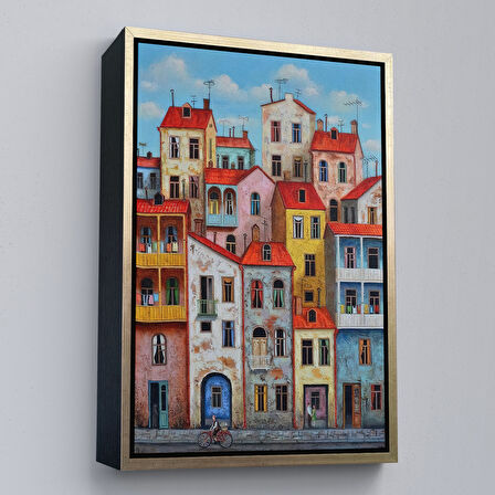 Kahverengi Çerçeveli Eski Gürcistan Tiflis Şehir Manzara Tablosu