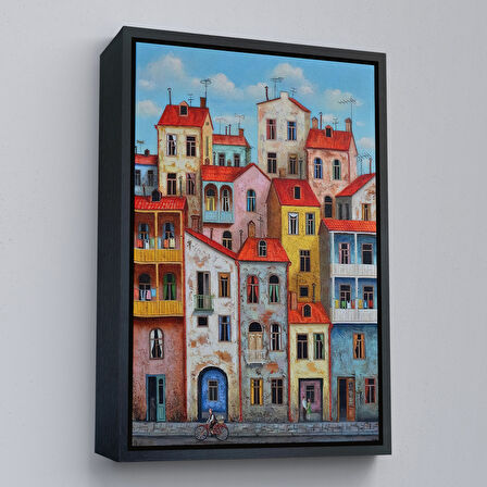 Kahverengi Çerçeveli Eski Gürcistan Tiflis Şehir Manzara Tablosu