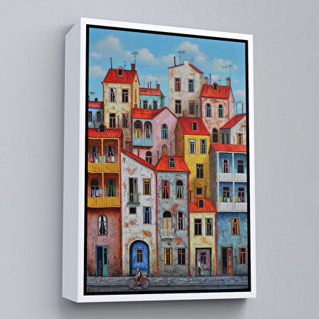 Kahverengi Çerçeveli Eski Gürcistan Tiflis Şehir Manzara Tablosu