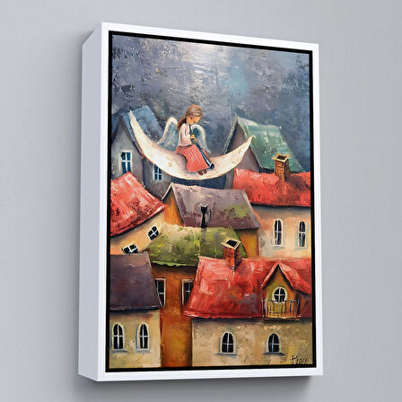 Kahverengi Çerçeveli Gecenin Meleği Dekoratif Duvar Tablosu