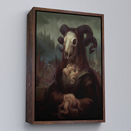 Beyaz Çerçeveli Mona Liza Duruşlu Canavar Duvar Tablosu