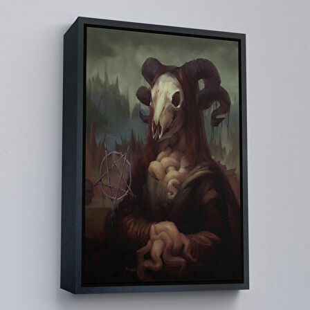 Kahverengi Çerçeveli Mona Liza Duruşlu Canavar Duvar Tablosu