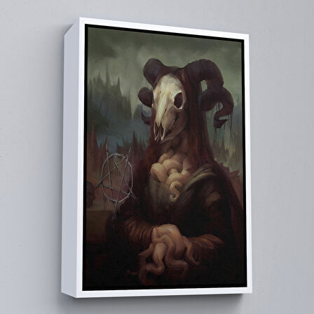 Kahverengi Çerçeveli Mona Liza Duruşlu Canavar Duvar Tablosu