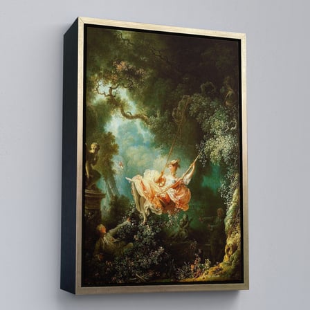Beyaz Çerçeveli Jean-Honore Fragonard Salıncağın Mutlu Kazaları Tablosu