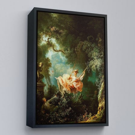 Beyaz Çerçeveli Jean-Honore Fragonard Salıncağın Mutlu Kazaları Tablosu