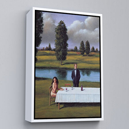 Altın Çerçeveli Nehir Kenarında Sevgilisini Bekleyen Kadın Tablosu