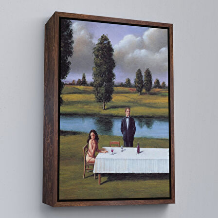 Altın Çerçeveli Nehir Kenarında Sevgilisini Bekleyen Kadın Tablosu