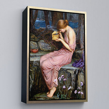 Kahverengi Çerçeveli Psyche Altın Kutuyu Açıyor Yunan Mitolojisi Duvar Tablosu