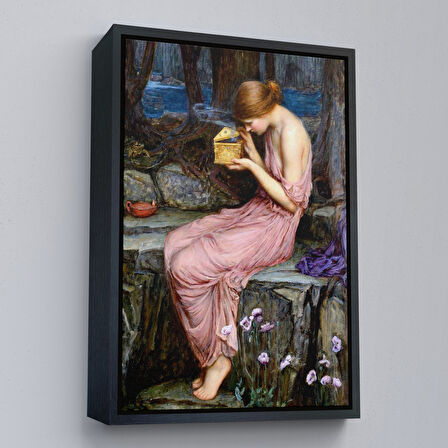 Kahverengi Çerçeveli Psyche Altın Kutuyu Açıyor Yunan Mitolojisi Duvar Tablosu