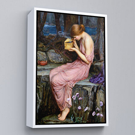 Kahverengi Çerçeveli Psyche Altın Kutuyu Açıyor Yunan Mitolojisi Duvar Tablosu