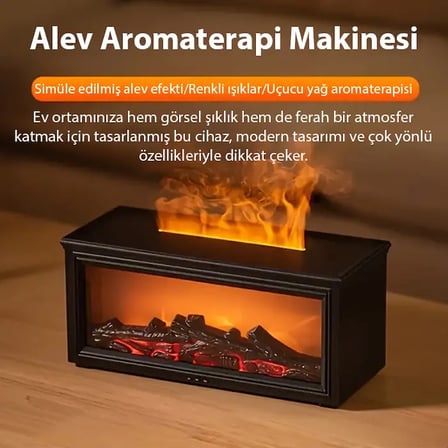 EZERE A4 Şömine Esintili Aromaterapi Difüzörü Ultrasonik Hava Nemlendici-(5775)