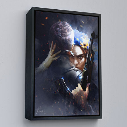 Altın Çerçeveli Ağlayan Ukraynalı Savaçcı Kadın Ve Sevgilisi Duvar Tablosu