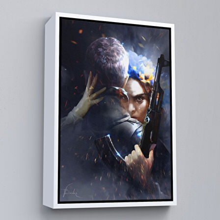 Altın Çerçeveli Ağlayan Ukraynalı Savaçcı Kadın Ve Sevgilisi Duvar Tablosu