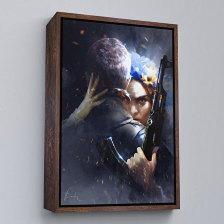 Altın Çerçeveli Ağlayan Ukraynalı Savaçcı Kadın Ve Sevgilisi Duvar Tablosu