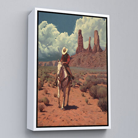 Siyah Çerçeveli Amerikalı Kovboy Dekoratif Duvar Tablosu