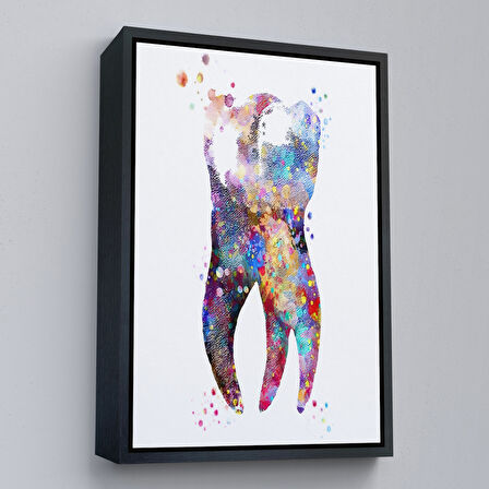 Siyah Çerçeveli Renkli Diş, Diş Hekimi Duvar Tablosu