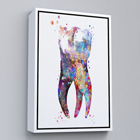 Siyah Çerçeveli Renkli Diş, Diş Hekimi Duvar Tablosu