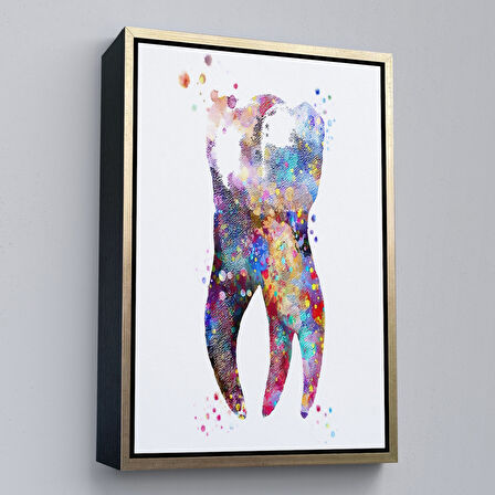 Siyah Çerçeveli Renkli Diş, Diş Hekimi Duvar Tablosu