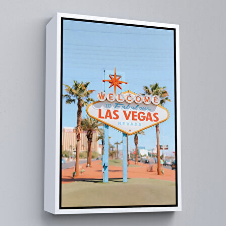 Siyah Çerçeveli Las Vegas Nevada Ünlü Tabelası Duvar Tablosu