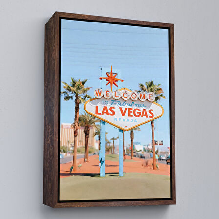 Siyah Çerçeveli Las Vegas Nevada Ünlü Tabelası Duvar Tablosu