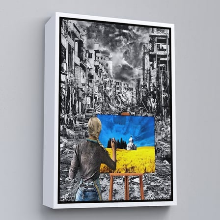 Kahverengi Çerçeveli Hayalindeki Ukrayna'yi Çizen Ukraynalı Ressam Tablosu