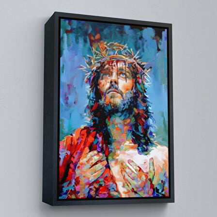 Siyah Çerçeveli İsa Mesih Dekortif Duvar Tablosu