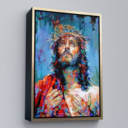 Siyah Çerçeveli İsa Mesih Dekortif Duvar Tablosu