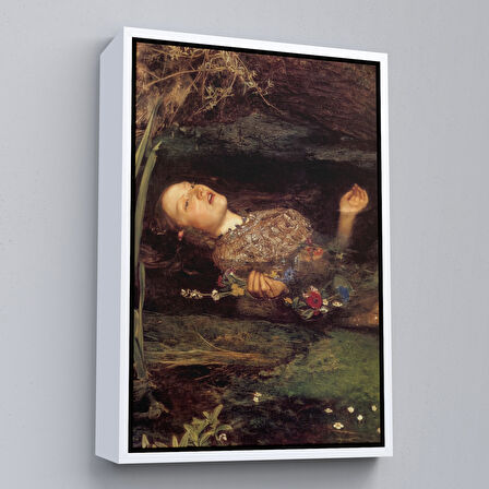 Beyaz Çerçeveli Shakespeare'in Ophelia'sı Hamlet Dekoratif Duvar Tablosu