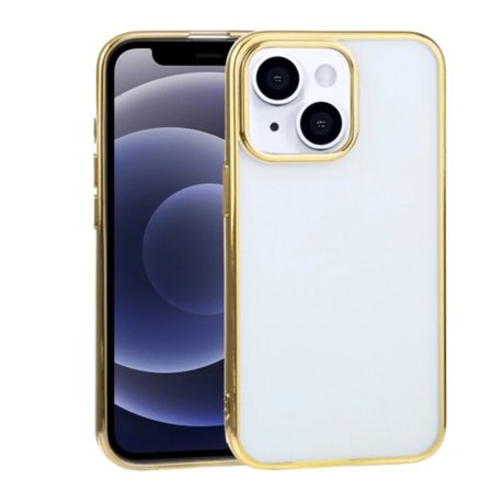 iPhone 13 6.1inç Lazer Kaplama Renkli Kenar Şeffaf Kılıf-(5775)