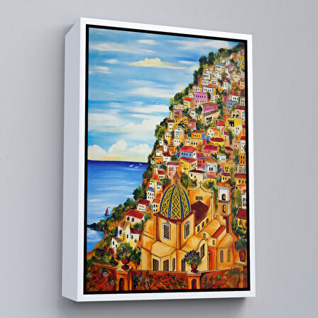 Beyaz Çerçeveli Roberto Gagliardi'nin Positano İsimli Tablosu