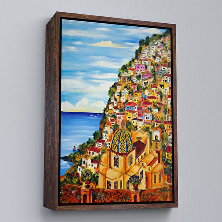 Beyaz Çerçeveli Roberto Gagliardi'nin Positano İsimli Tablosu