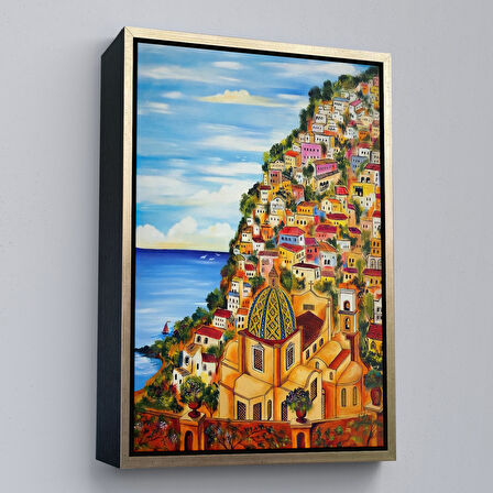 Beyaz Çerçeveli Roberto Gagliardi'nin Positano İsimli Tablosu