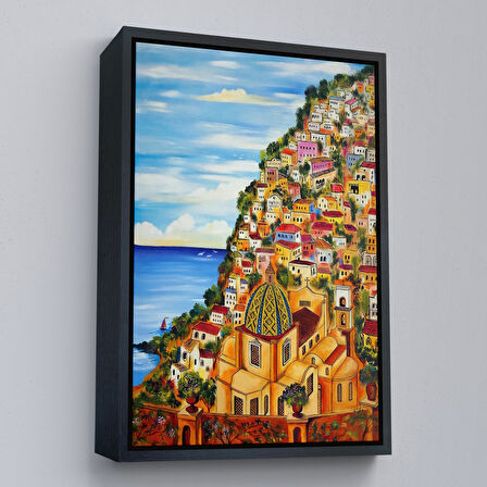 Beyaz Çerçeveli Roberto Gagliardi'nin Positano İsimli Tablosu