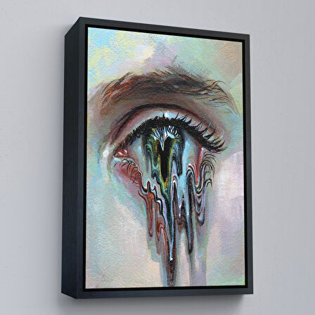 Siyah Çerçeveli Gözü Akan Kadın Dekoratif Tablo