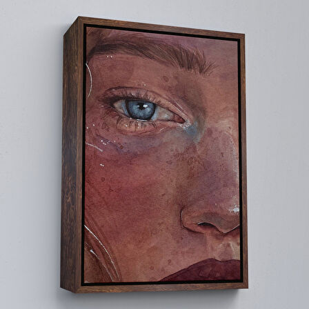 Siyah Çerçeveli Mavi Gözlü Kız Dekoratif Duvar Tablosu