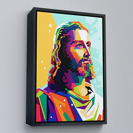 Beyaz Çerçeveli Renkli İsa Mesih Duvar Tablosu, Jesus Christ