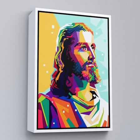 Kahverengi Çerçeveli Renkli İsa Mesih Duvar Tablosu, Jesus Christ