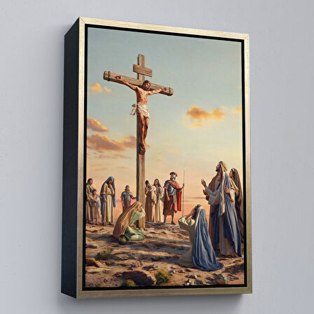 Altın Çerçeveli Çarmıha Gerilmiş İsa Mesih Duvar Tablosu, Jesus Christ