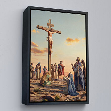 Kahverengi Çerçeveli Çarmıha Gerilmiş İsa Mesih Duvar Tablosu, Jesus Christ