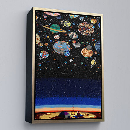 Kahverengi Çerçeveli Galaxiyi İzleyen Kampçı Duvar Tablosu