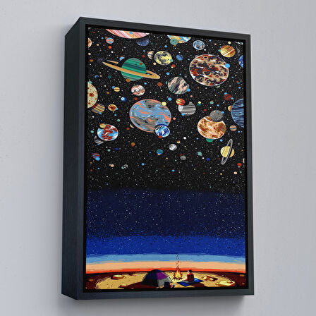 Kahverengi Çerçeveli Galaxiyi İzleyen Kampçı Duvar Tablosu