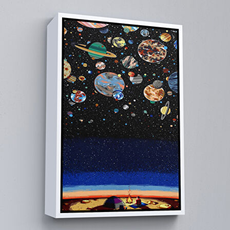 Kahverengi Çerçeveli Galaxiyi İzleyen Kampçı Duvar Tablosu