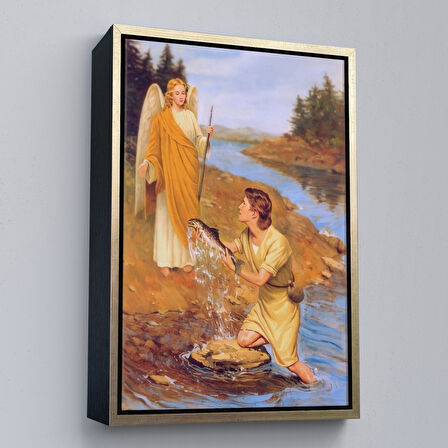 Kahverengi Çerçeveli Başmelek Aziz Raphael Duvar Tablosu