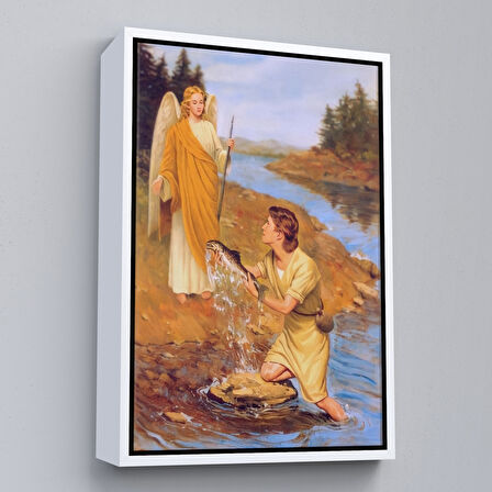 Kahverengi Çerçeveli Başmelek Aziz Raphael Duvar Tablosu